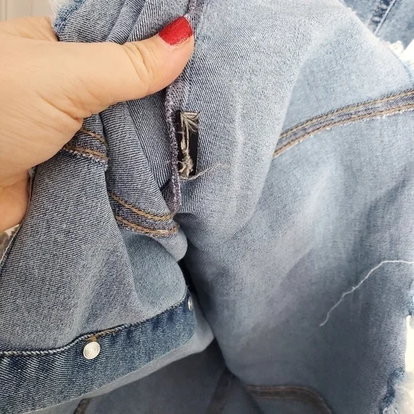 Peace Love Eco Denium Button and Tie Mini Dress - Picture 7 of 10